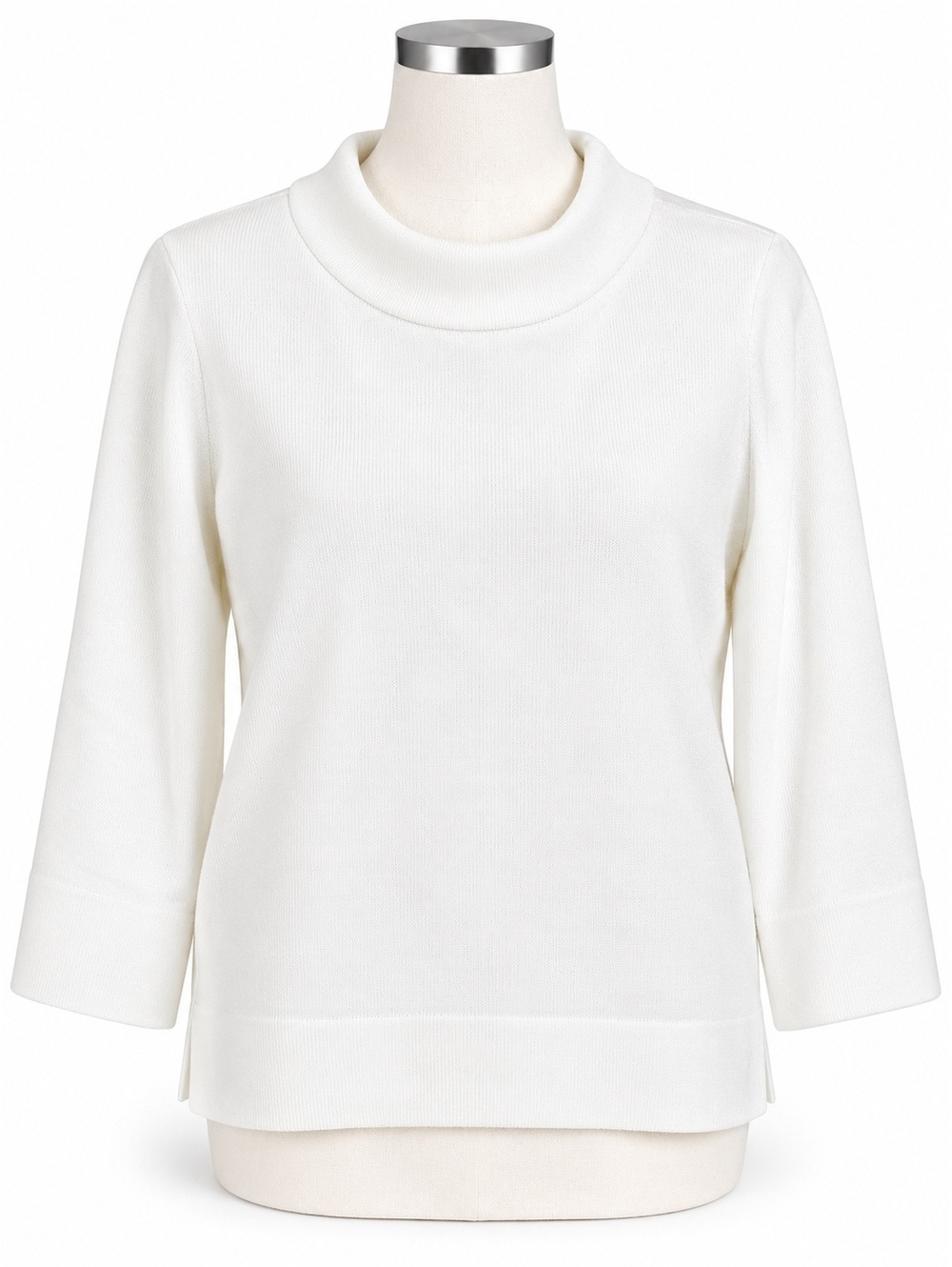 Versona Women’s Ivory Mock Neck 3/4 Sleeve Knit Sweater Top Size L